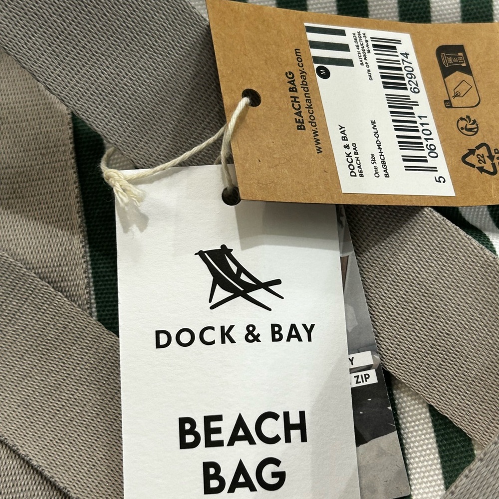 Striped Green and Blue Beach Bag - Picture 5 of 6